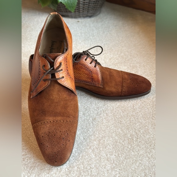 Magnanni cognac leather and suede Oxford 9m main image 6